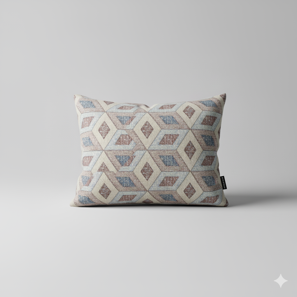 210 TC Cotton Double Bedsheet with 2 Pillow Covers – Brown & Beige Geometric Diamond Pattern (108 x 108 Inches)