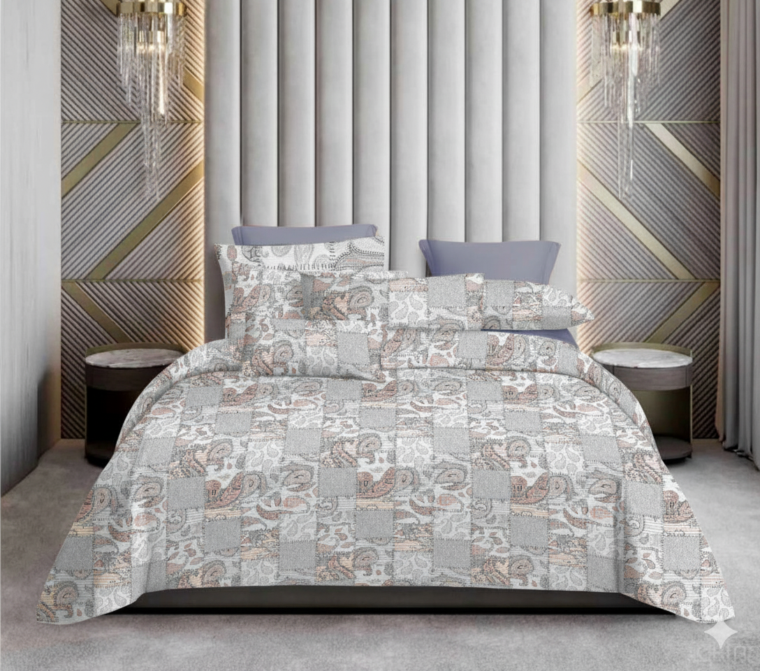 Premium Cotton Paisley Patchwork Bedsheet Set – King Size 114x120, 320 TC with Pillow Covers
