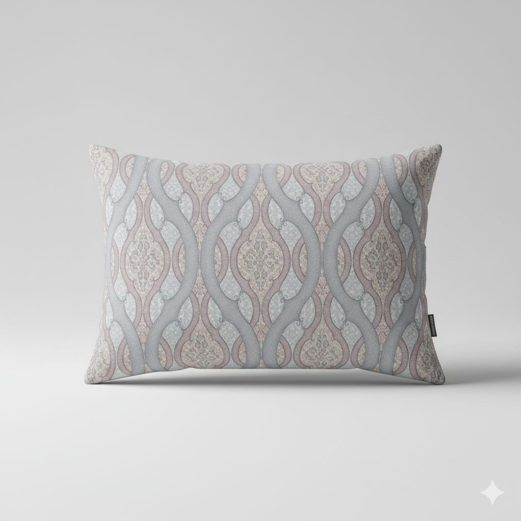 210 TC Cotton Double Bedsheet with 2 Pillow Covers – Grey & Beige Geometric Pattern (108 x 108 Inches)