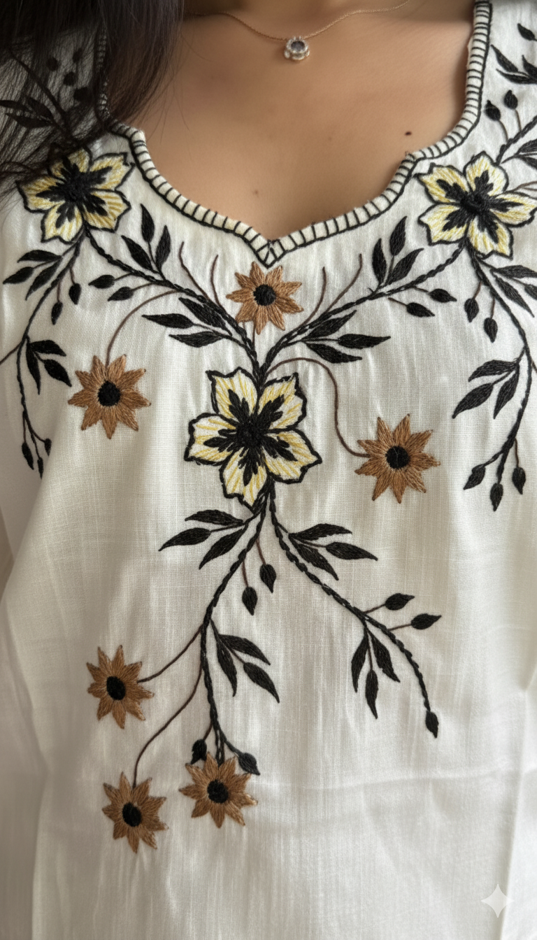 Elegant Silk Corde Kurta Set with Floral Embroidery