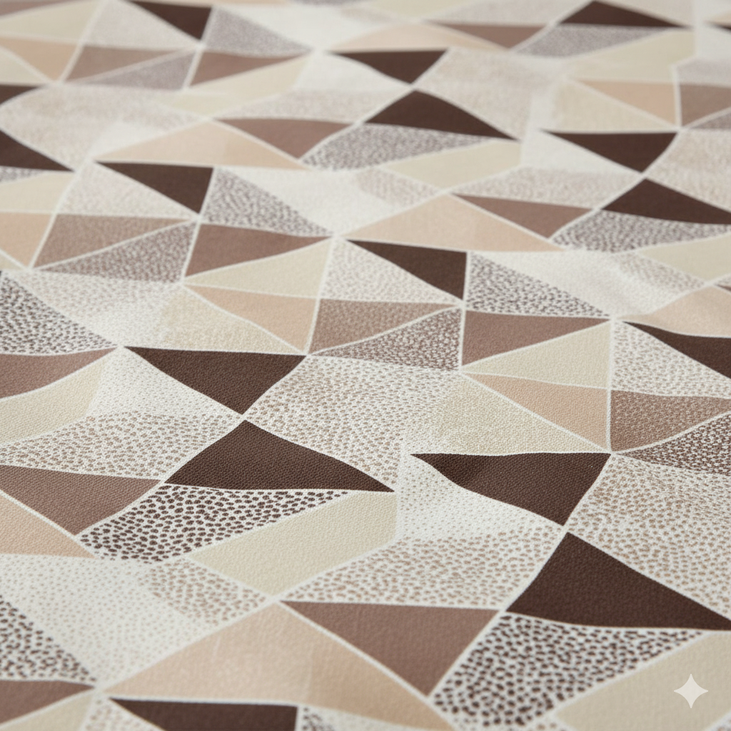 210 TC Cotton Double Bedsheet with 2 Pillow Covers – Geometric Triangle Print in Maroon & Beige (108 x 108 Inches)