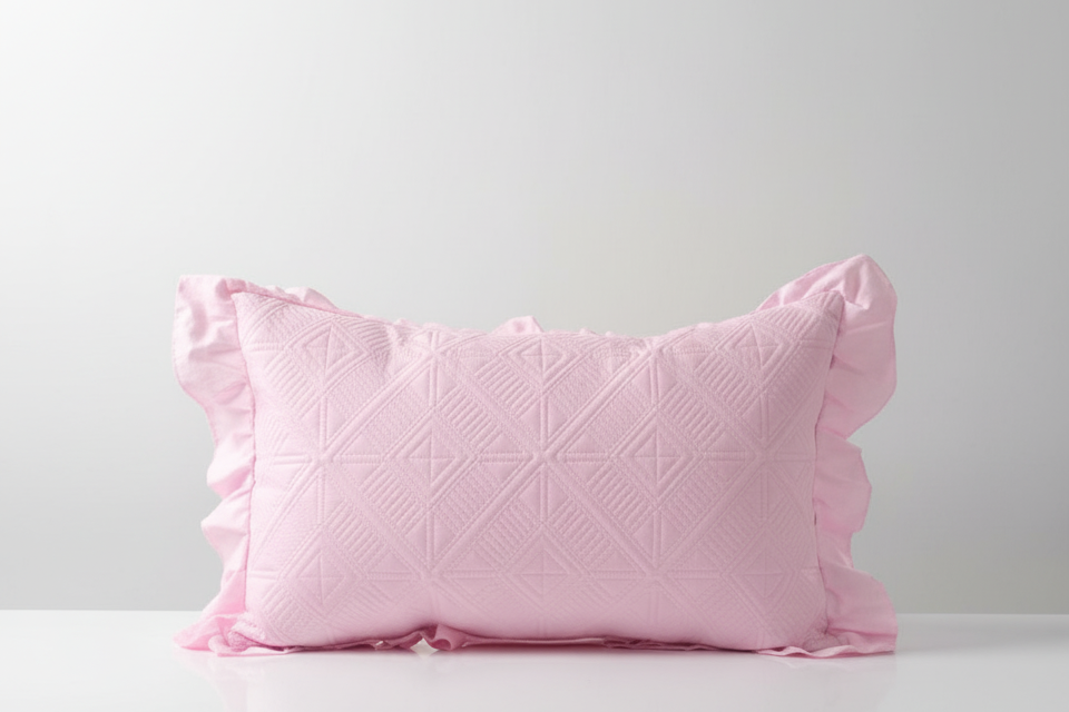 Premium Glace Cotton Embossed Bedcover with Frill Edges – Elegant Ruffled Bedding Set