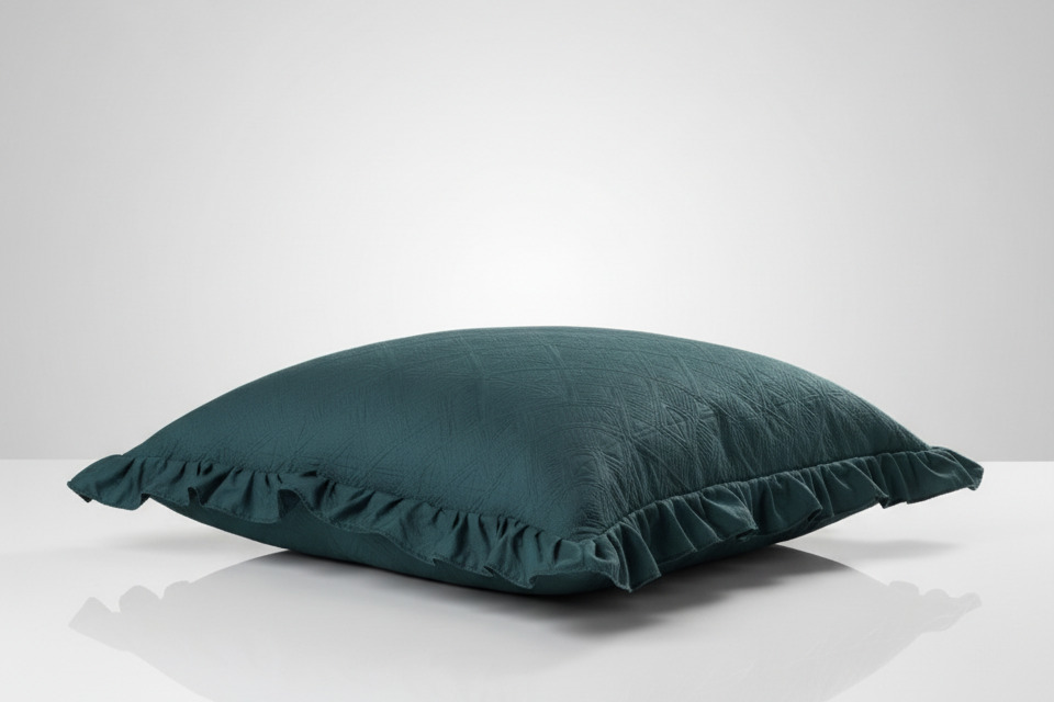 Premium Glace Cotton Embossed Bedcover with Frill Edges – Elegant Ruffled Bedding Set