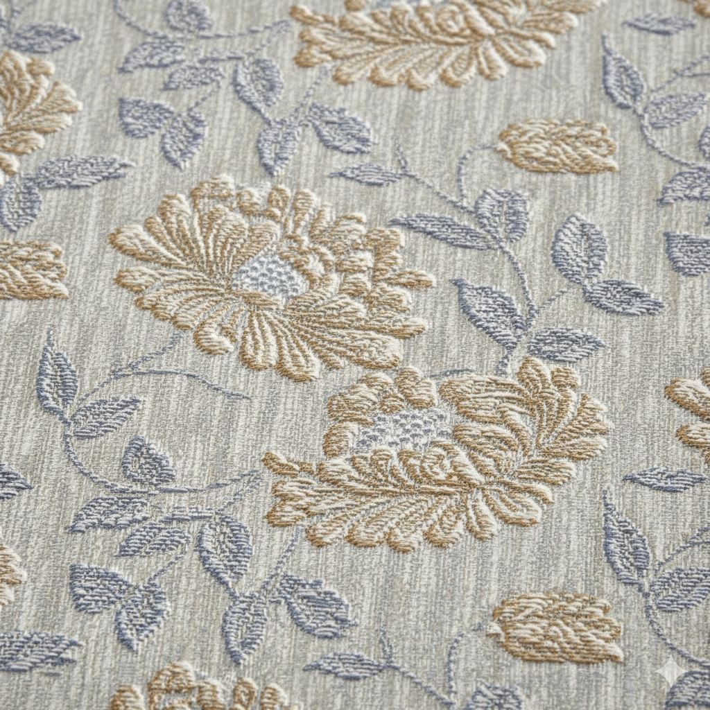 210 TC Cotton Double Bedsheet with 2 Pillow Covers – Beige & Grey Floral Design (108 x 108 Inches)