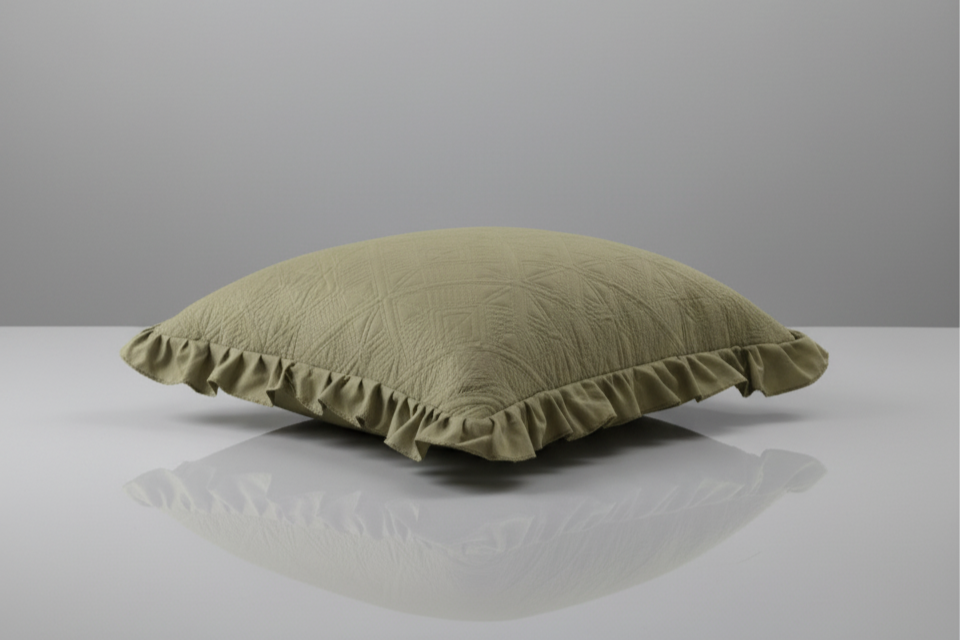Premium Glace Cotton Embossed Bedcover with Frill Edges – Elegant Ruffled Bedding Set