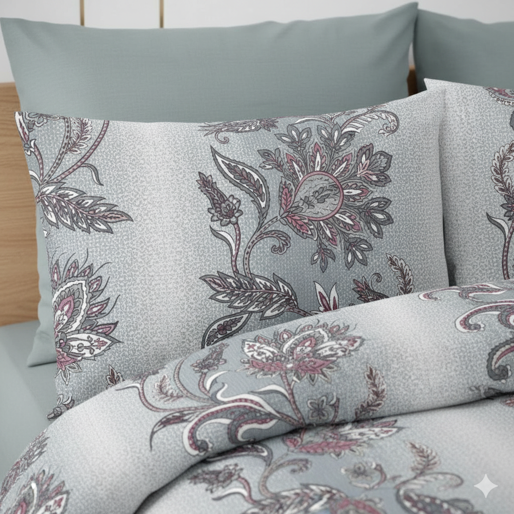 210 TC Cotton Double Bedsheet with 2 Pillow Covers – Floral Print, 108x108 Inches