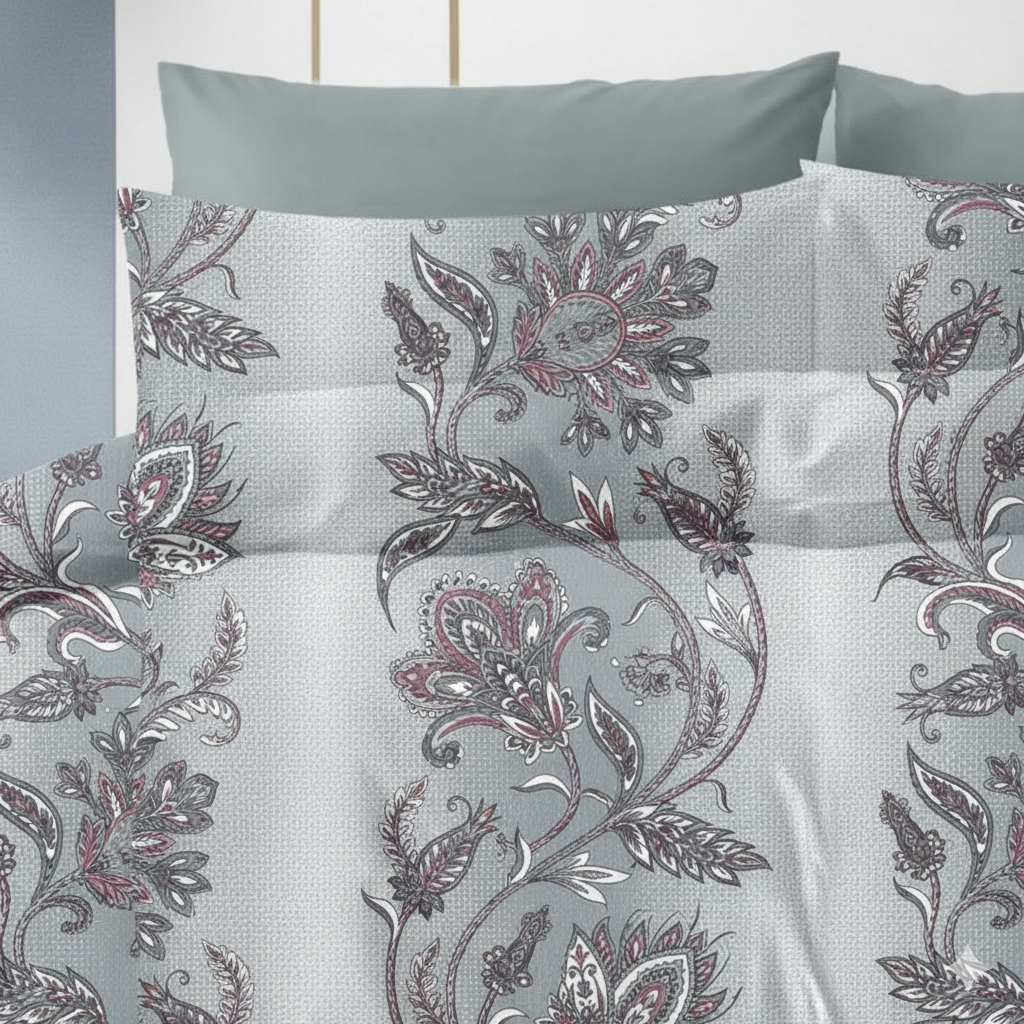 210 TC Cotton Double Bedsheet with 2 Pillow Covers – Floral Print, 108x108 Inches