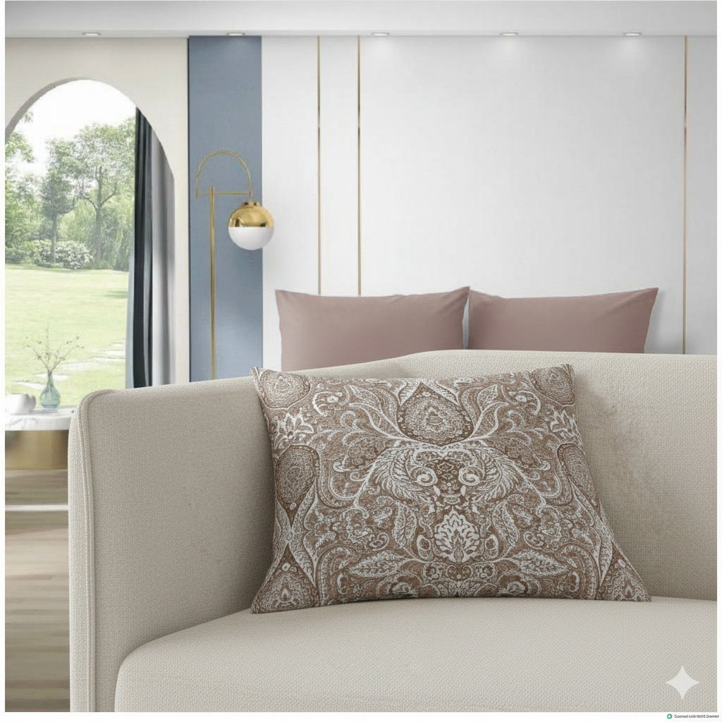 Premium Grey & White Paisley Print Cotton Bedsheet – 210 TC, King Size (108x108 inches)