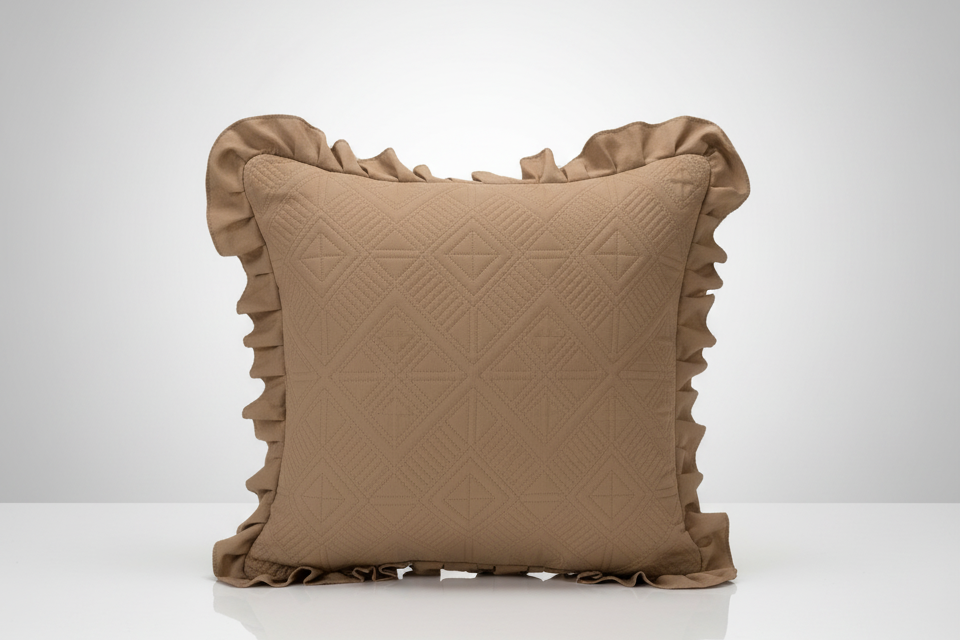 Premium Glace Cotton Embossed Bedcover with Frill Edges – Elegant Ruffled Bedding Set