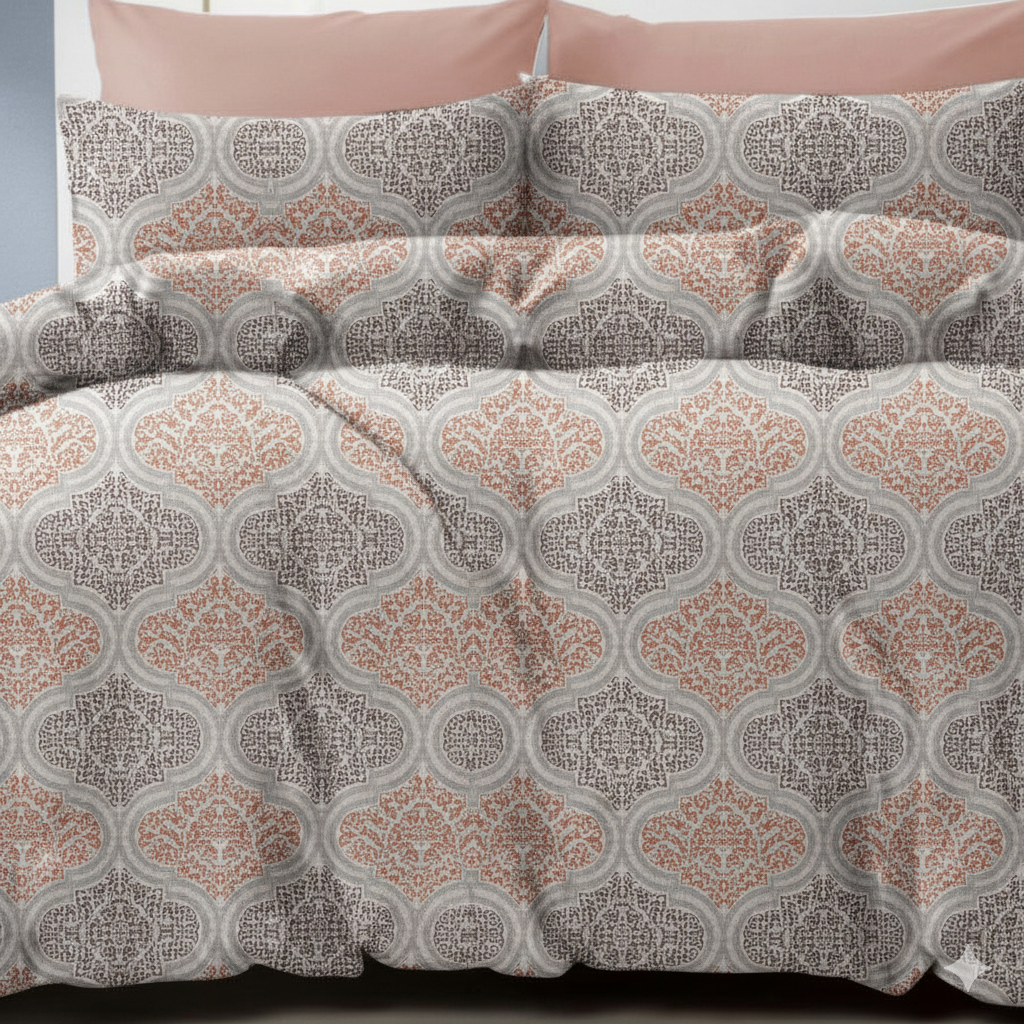 Luxury Cotton Double Bedsheet with 2 Pillow Covers – 108x108 Inches | TC 210 | Elegant Floral Design