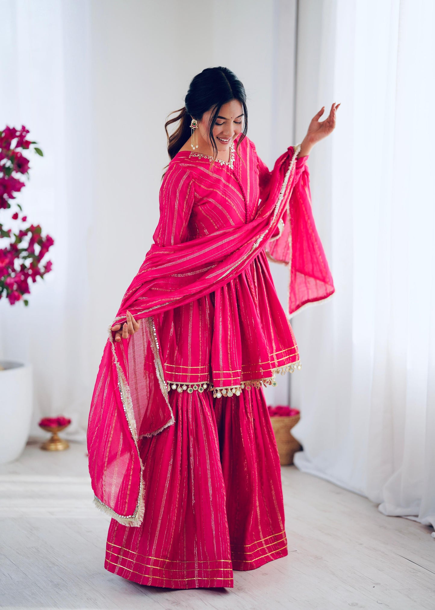 Hot Pink Gota Patti Sharara Set with Dupatta