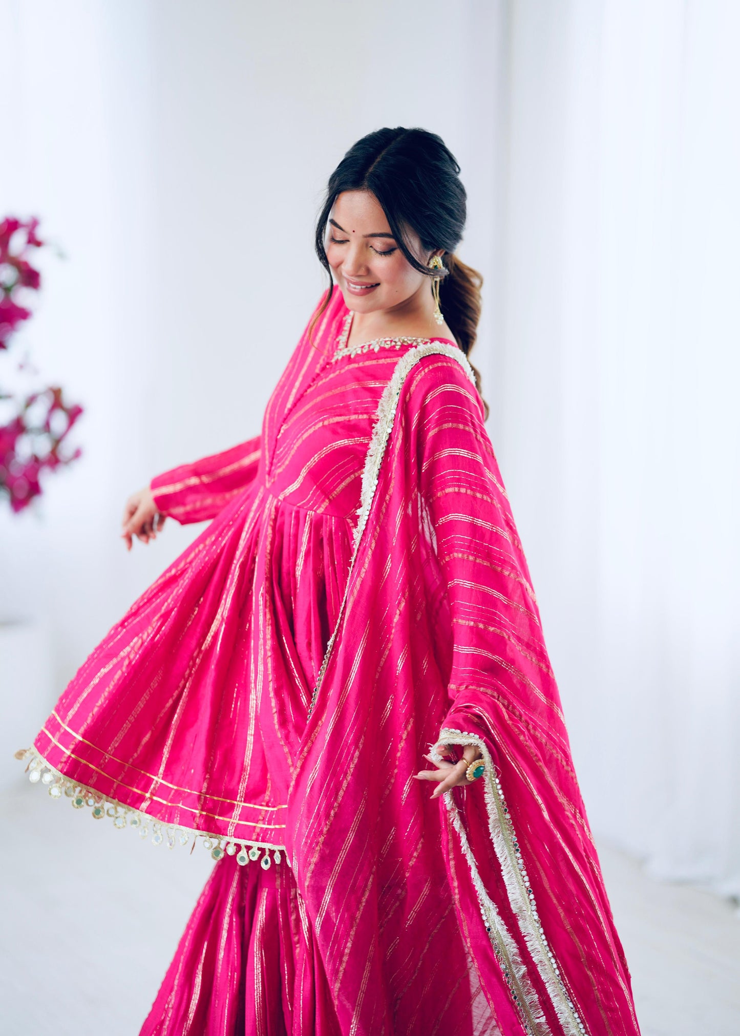 Hot Pink Gota Patti Sharara Set with Dupatta