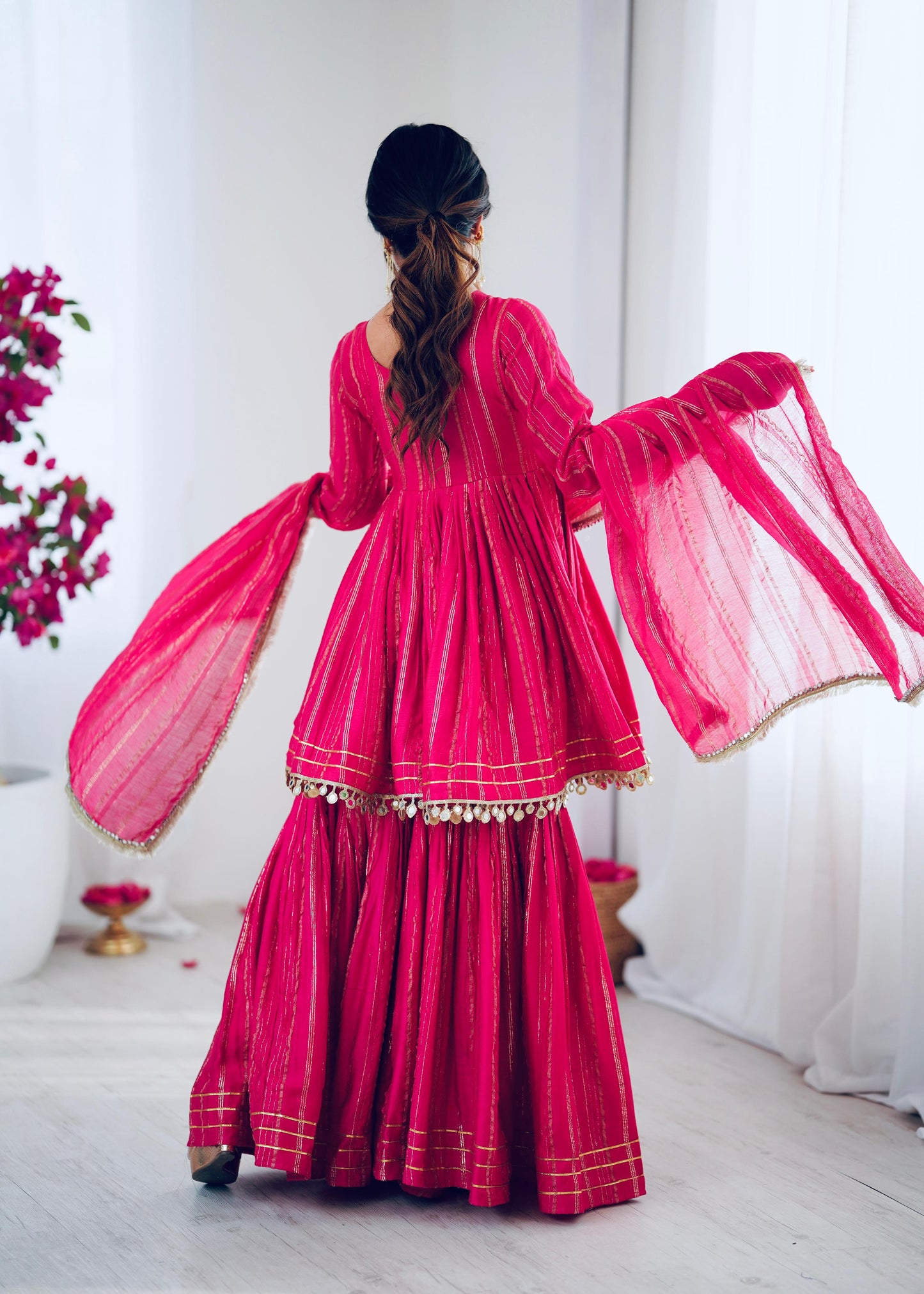 Hot Pink Gota Patti Sharara Set with Dupatta