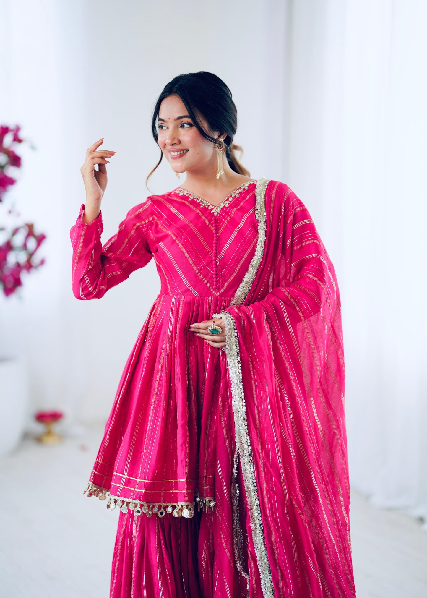 Hot Pink Gota Patti Sharara Set with Dupatta
