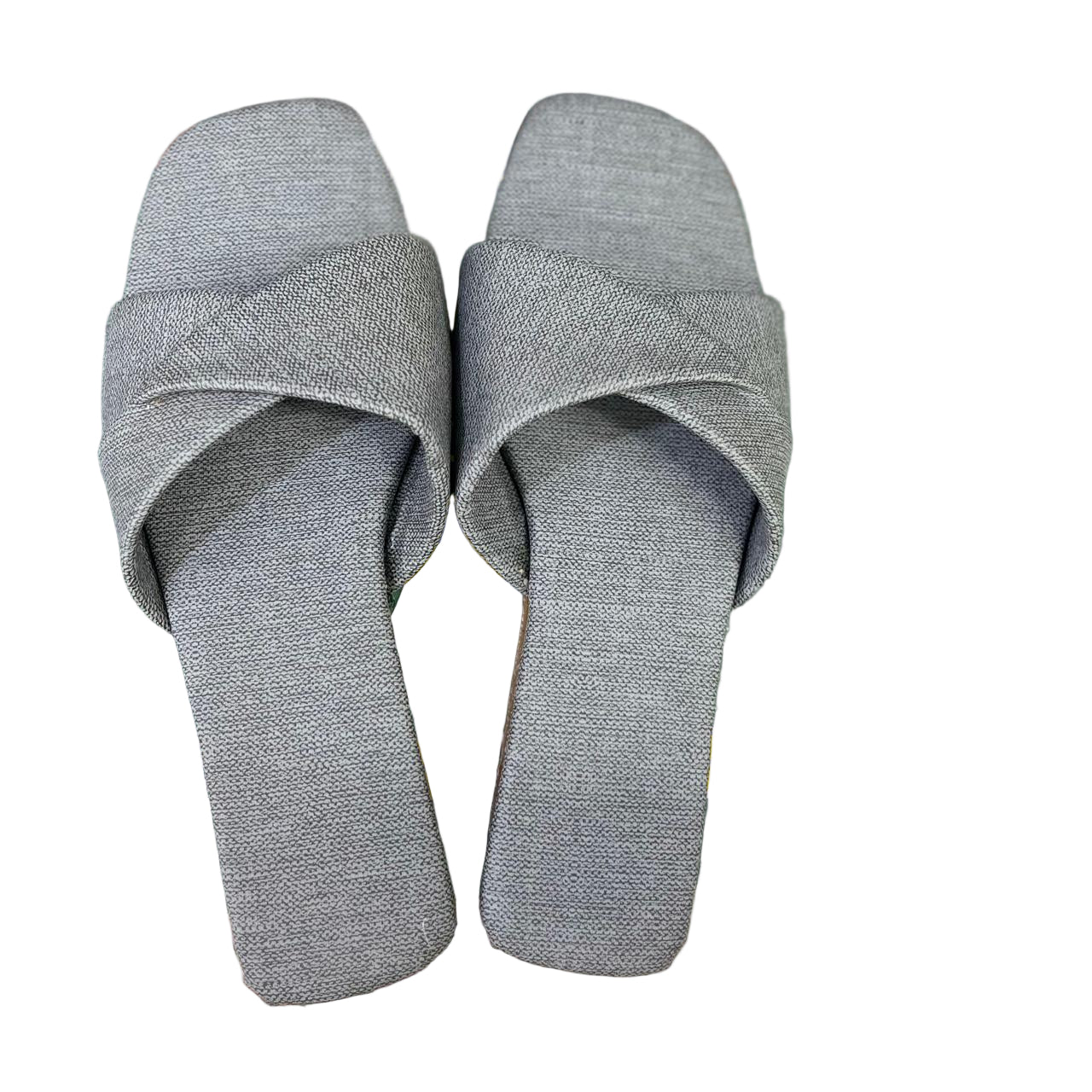 Women's Grey Crisscross Strap Open-Toe Flat Slippers