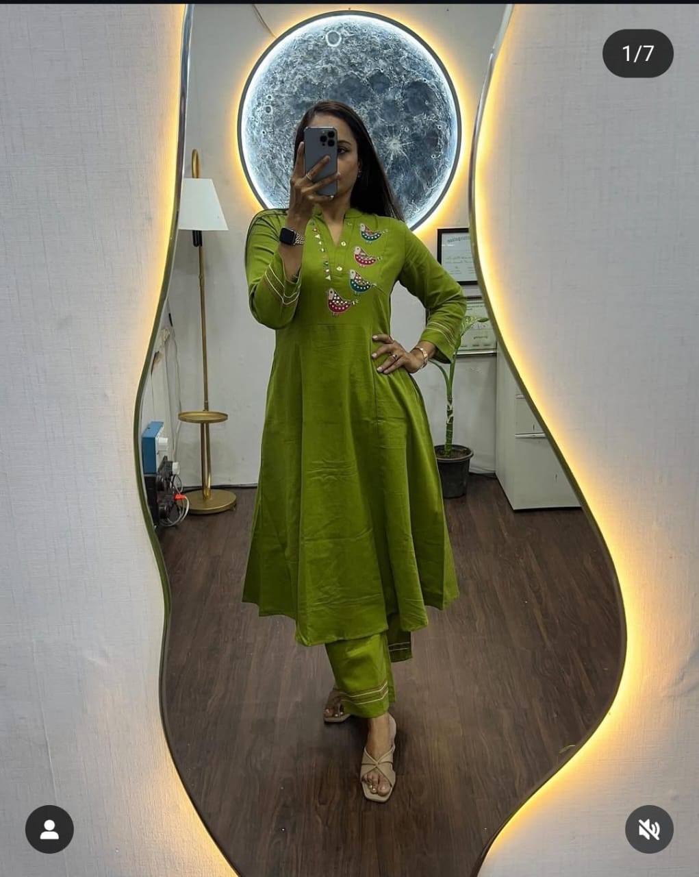 Teal Blue Embroidered Cotton Kurta Set with Pants