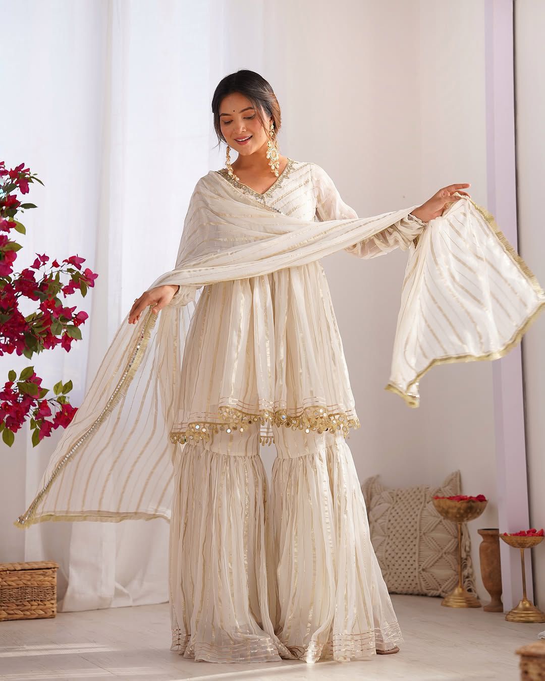 Hot Pink Gota Patti Sharara Set with Dupatta