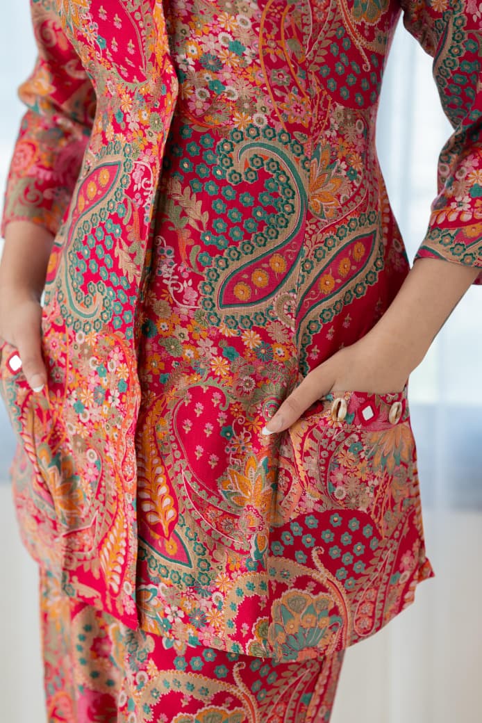 Premium Pure Viscose Vetican Worked A-Line Top with Palazzo Co-Ord Set