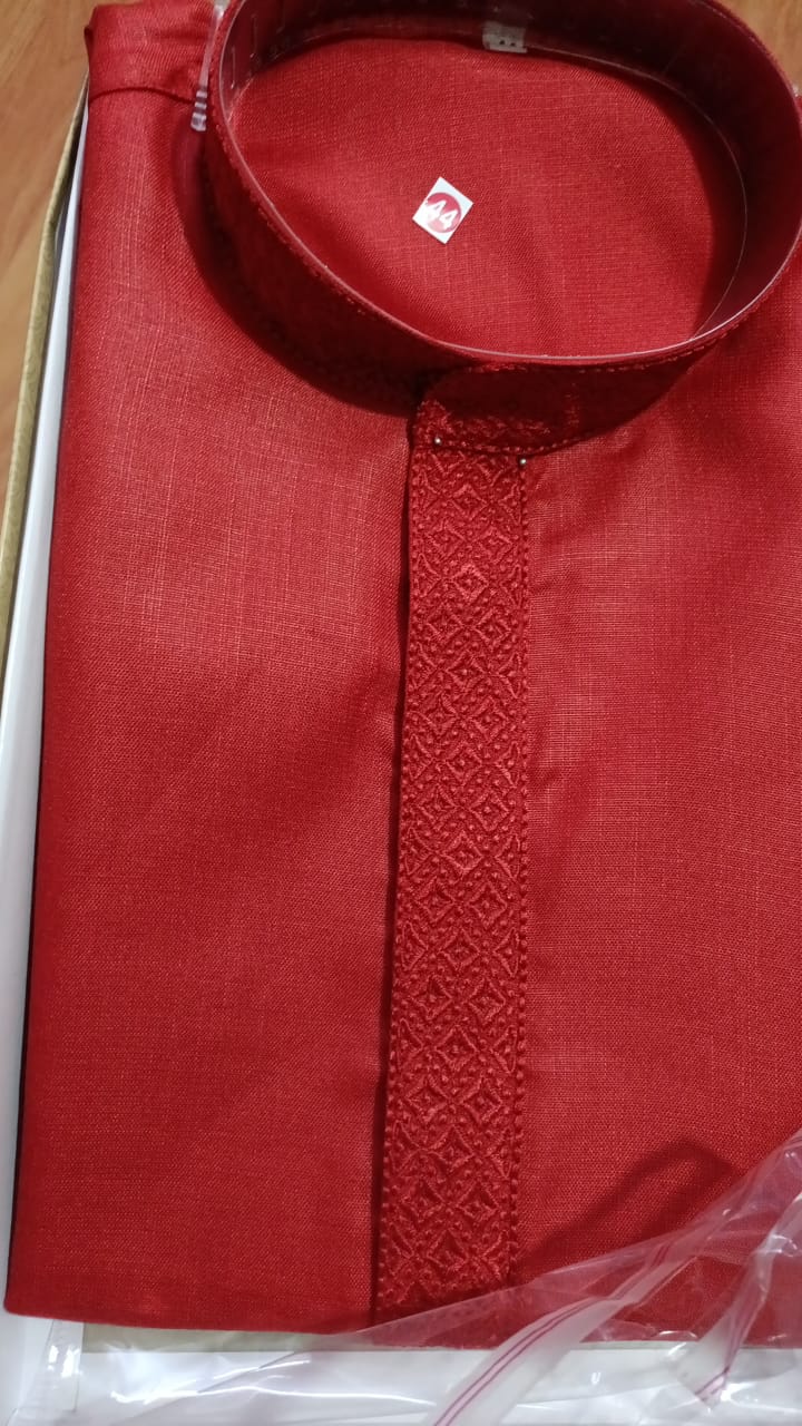Men’s Mustard Yellow Cotton Kurta with White Churidar