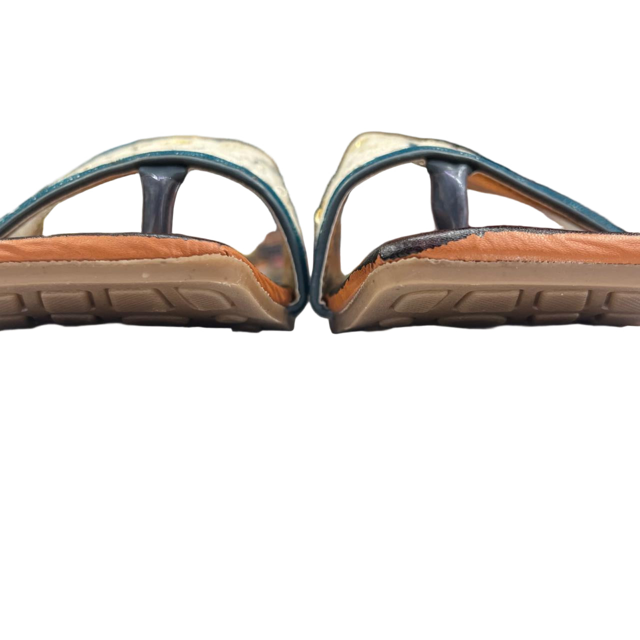 Teal Blue Floral Embroidered Ethnic Flats – Women’s Traditional Slip-On Sandals
