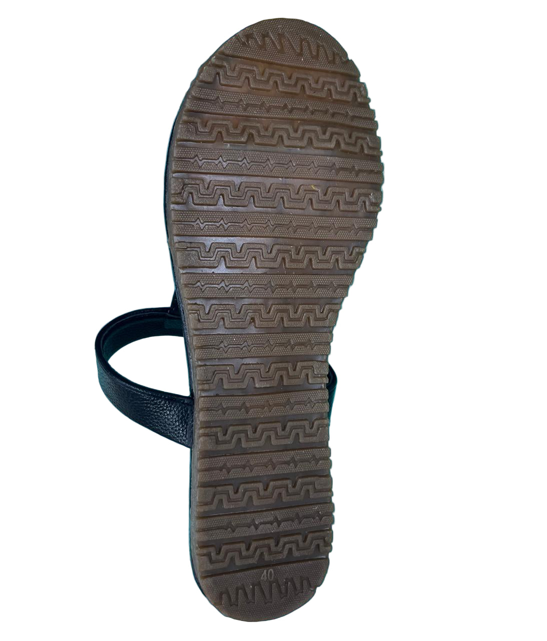 Black Leatherette Flat Sandals with Toe Loop & Broad Strap