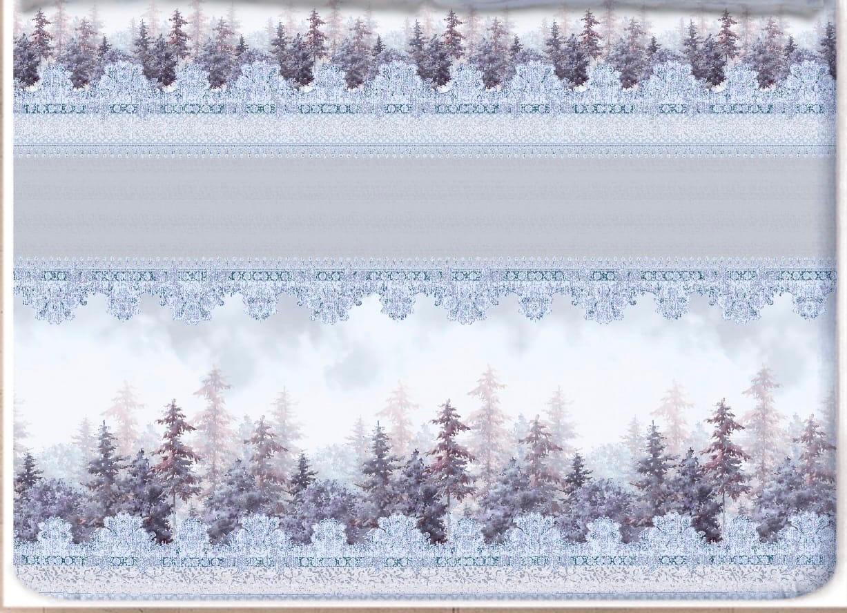 Digital Print Satin Cotton Bedsheet – Frosted Woodland Elegance
