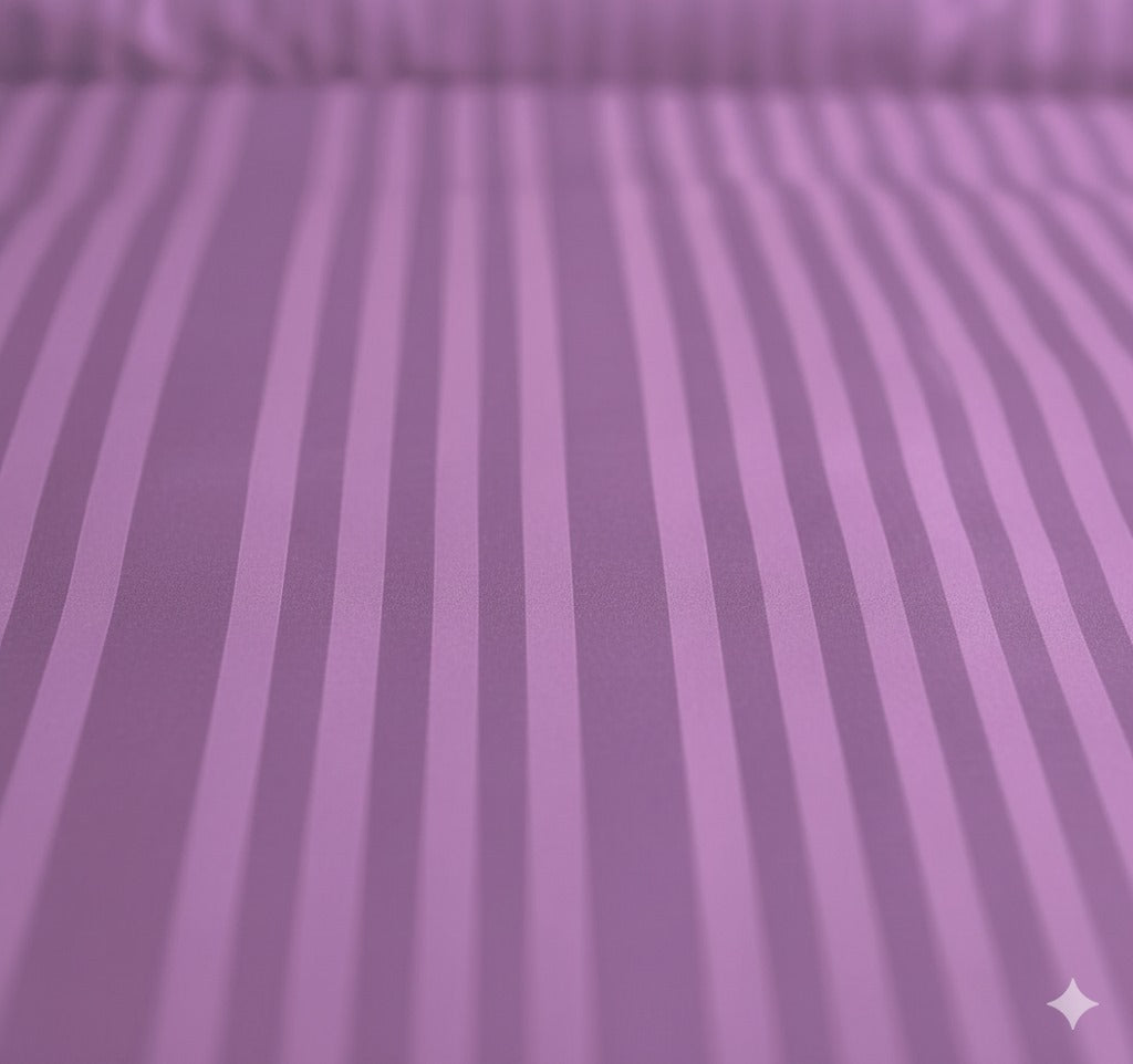 Lavender Glace Cotton Striped Bedsheet Set – 144 GSM with Pillow Covers