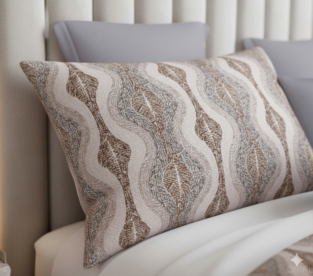 Premium Cotton Wave Pattern Bedsheet Set – King Size 114x120, 320 TC with Pillow Covers