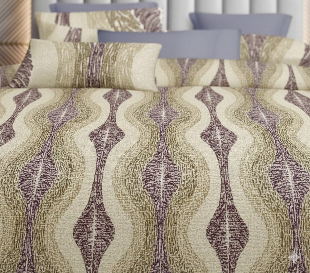 Premium Cotton Wave Pattern Bedsheet Set – King Size 114x120, 320 TC with Pillow Covers
