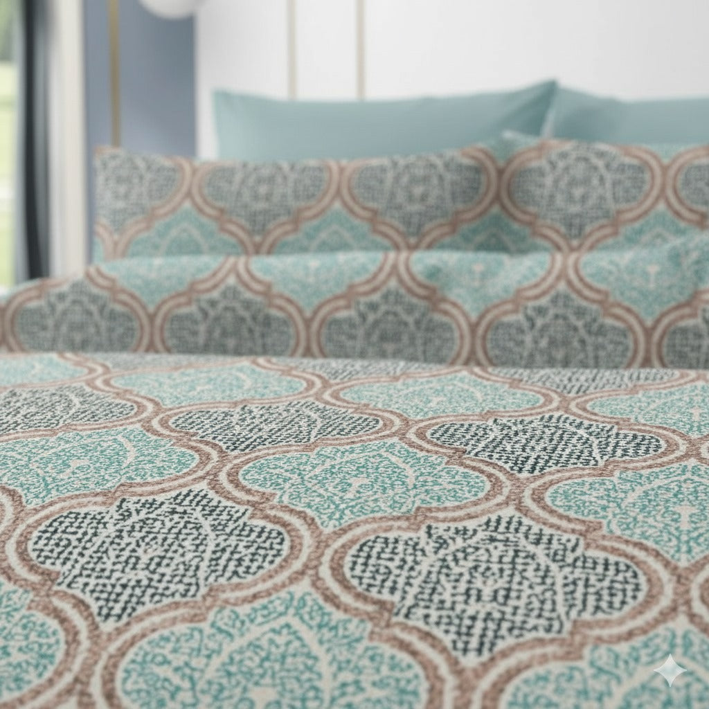 Luxury Cotton Double Bedsheet with 2 Pillow Covers – 108x108 Inches | TC 210 | Elegant Floral Design