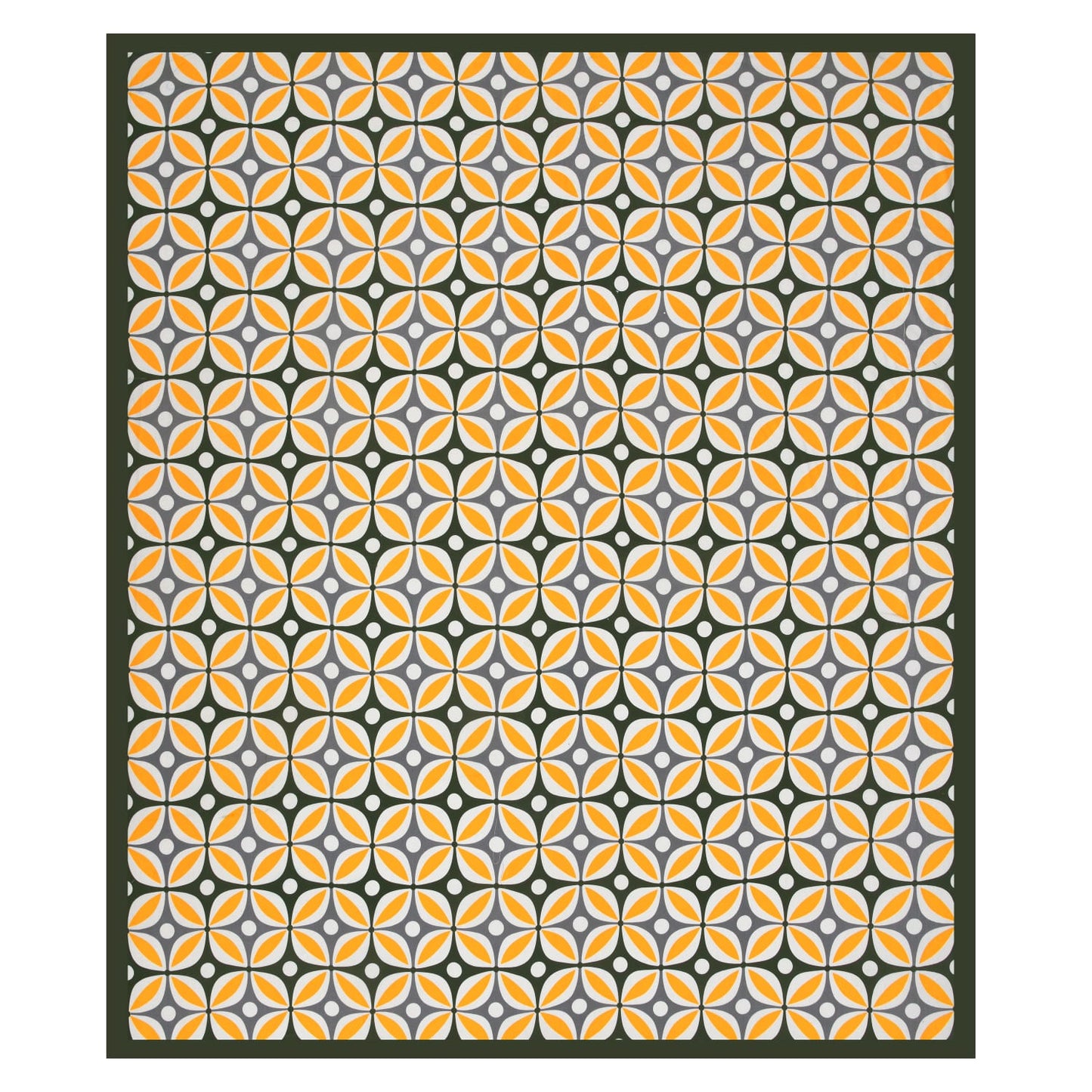 Premium 210 TC Double Bedsheet with Pillow Covers – Yellow & Green Geometric Print