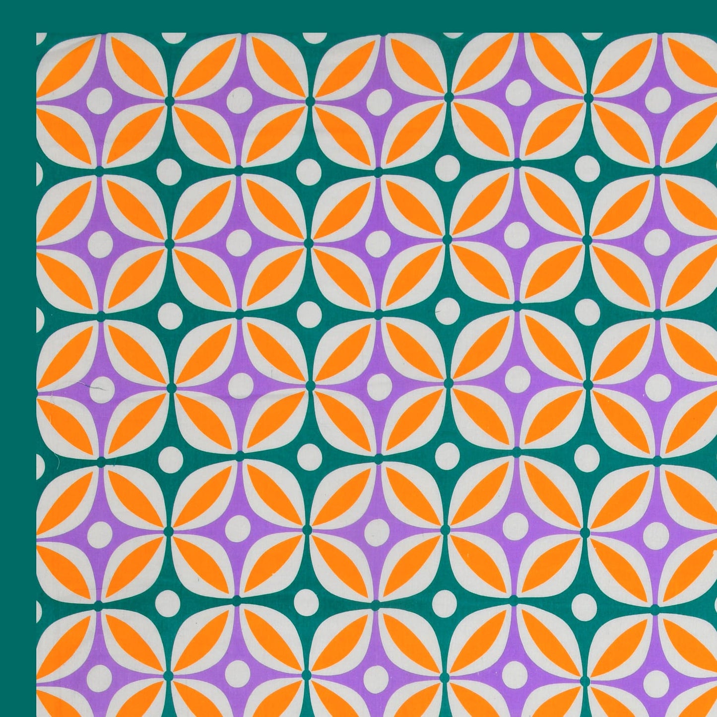 Premium 210 TC Double Bedsheet with Pillow Covers – Orange & Purple Geometric Floral Print
