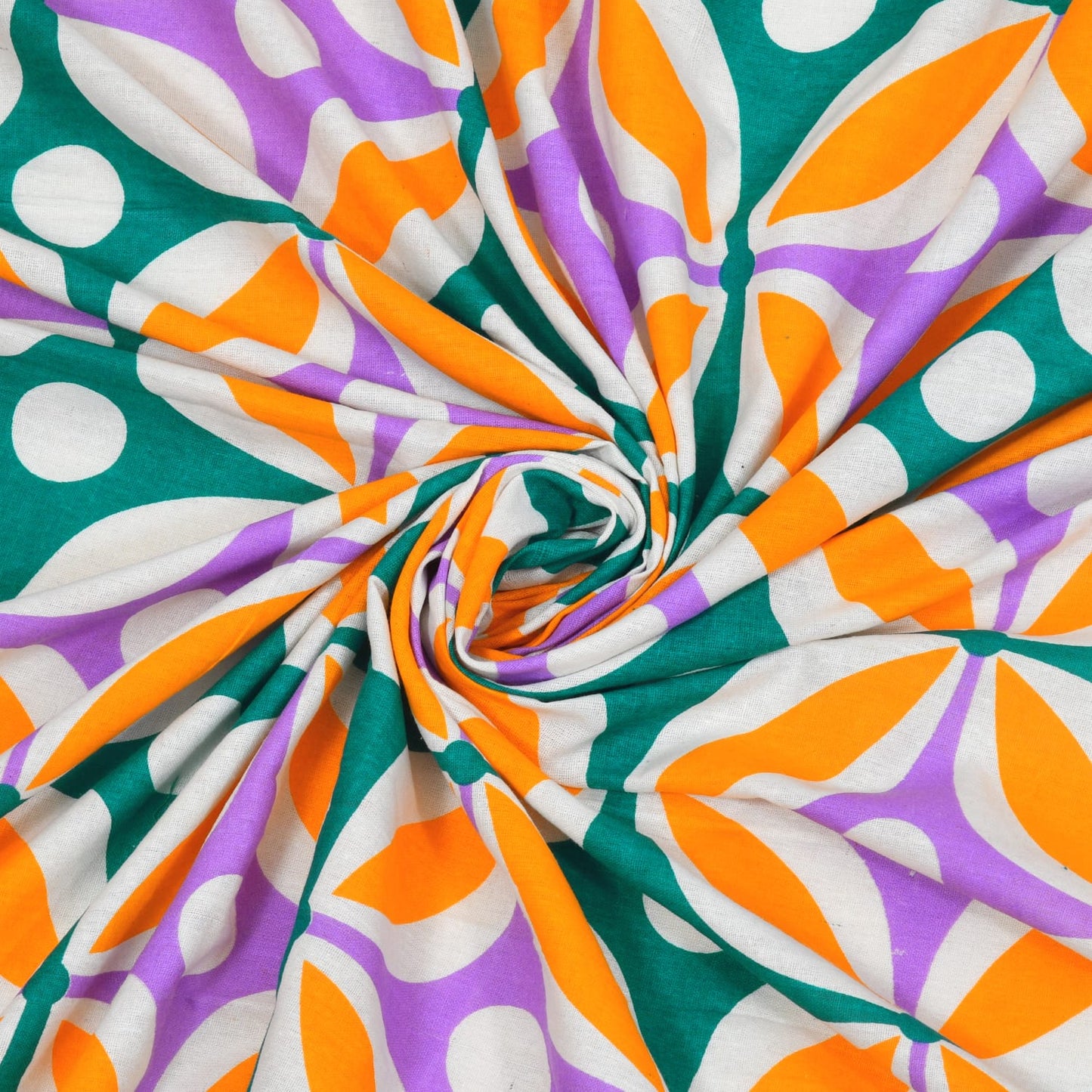 Premium 210 TC Double Bedsheet with Pillow Covers – Orange & Purple Geometric Floral Print