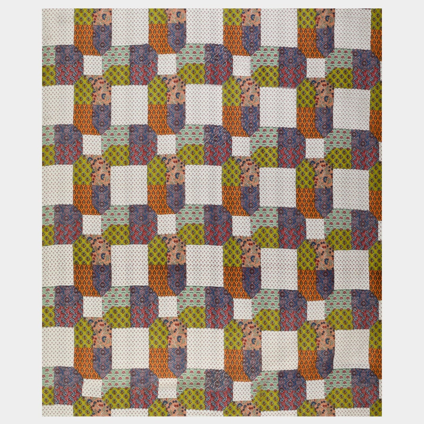 Premium 210 TC Cotton Double Bed Sheet with 2 Pillow Covers – Multicolor Geometric & Floral Print