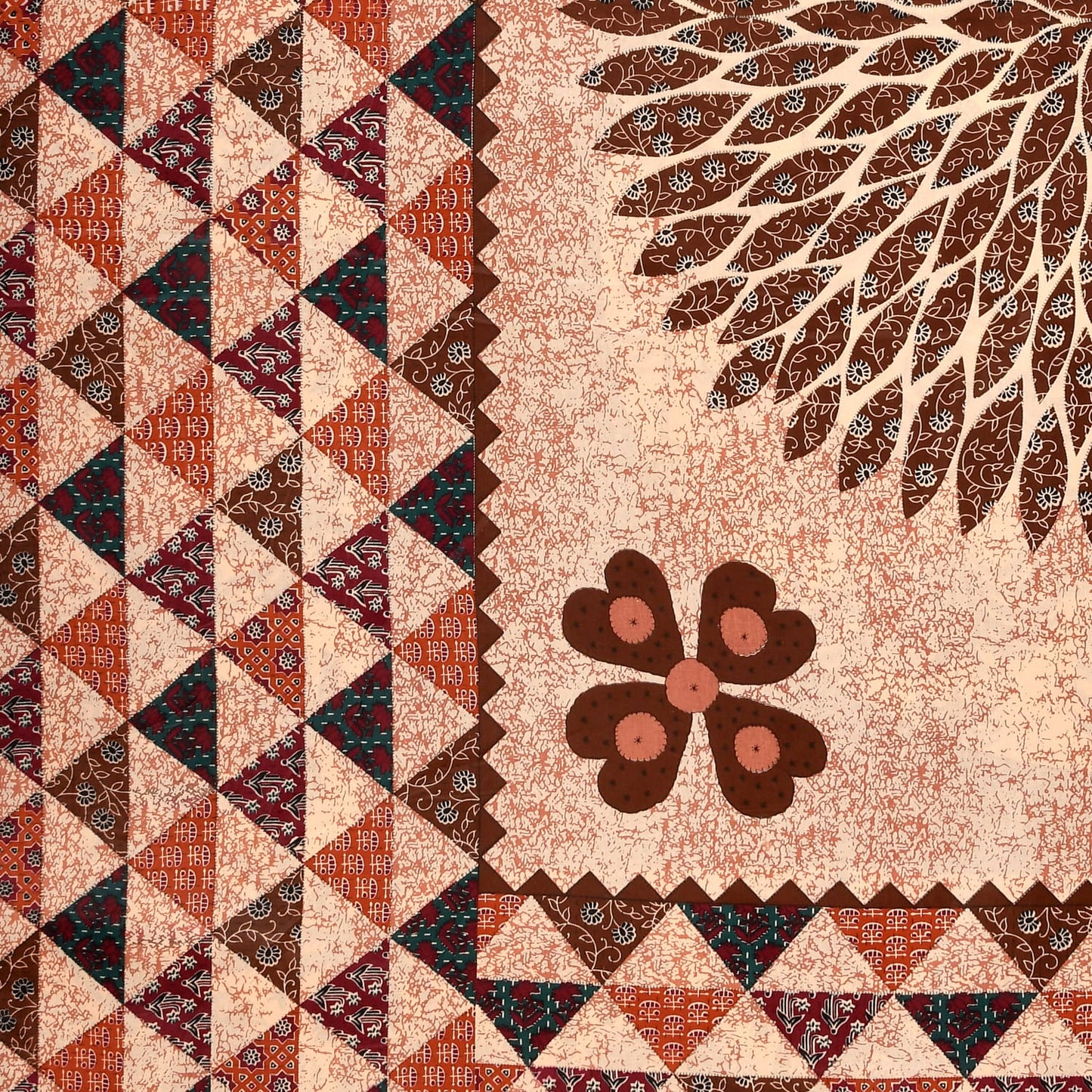 Premium TC 210 Double Bedsheet with 2 Pillow Covers | Cotton | Traditional Brown & Beige Floral Print