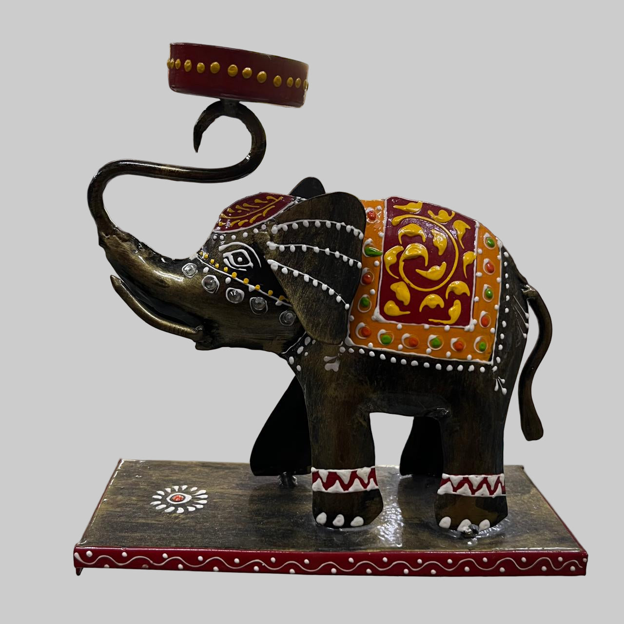 Handcrafted Decorative Elephant Candle Holder – Rajasthani Style Wooden Art
