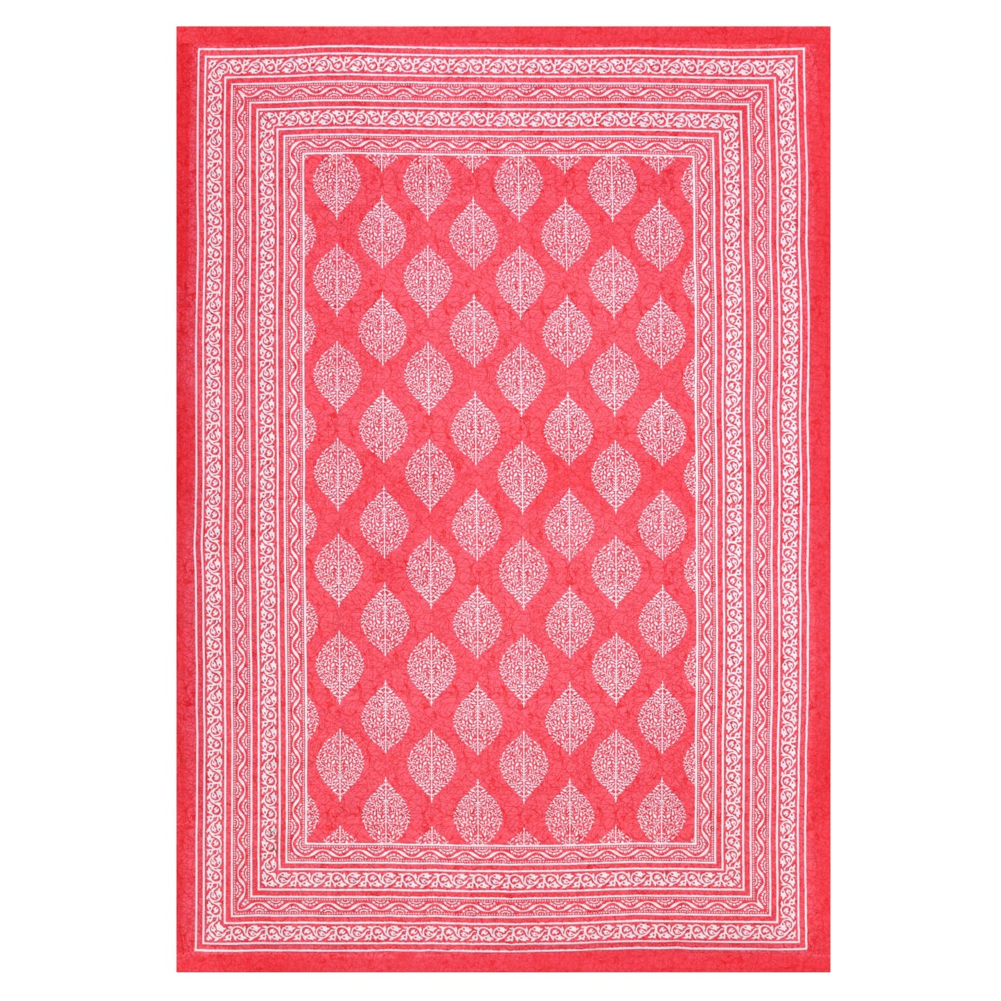Single Cot Cotton Bedsheet – 150 TC, Traditional Print, Orange with Pillow Cover