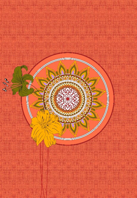 Single Cot Cotton Bedsheet – 150 TC, Traditional Print, Orange with Pillow Cover