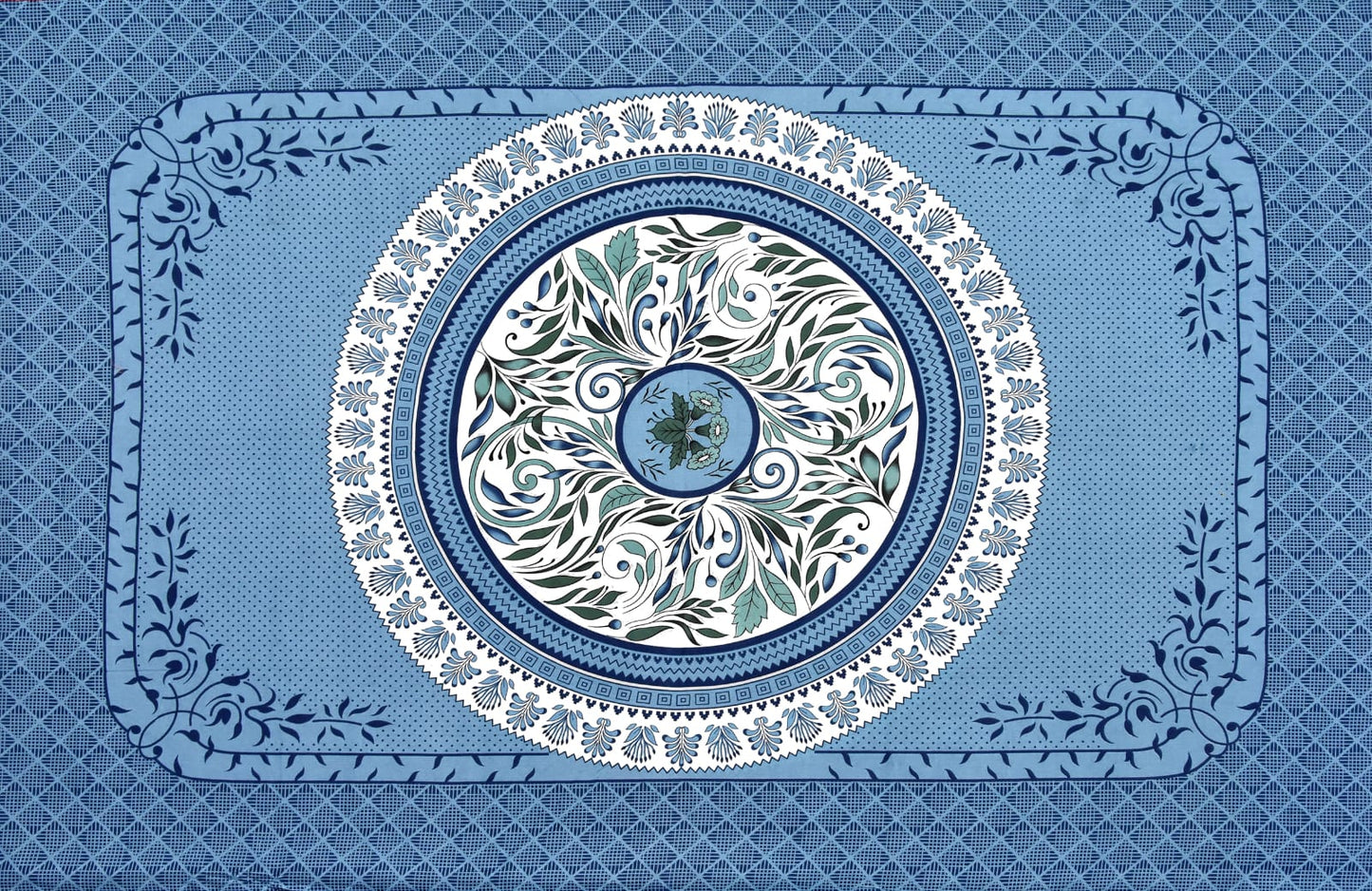 Single Cot Cotton Bedsheet โ 150 TC โ Elegant Green with Mandala Print