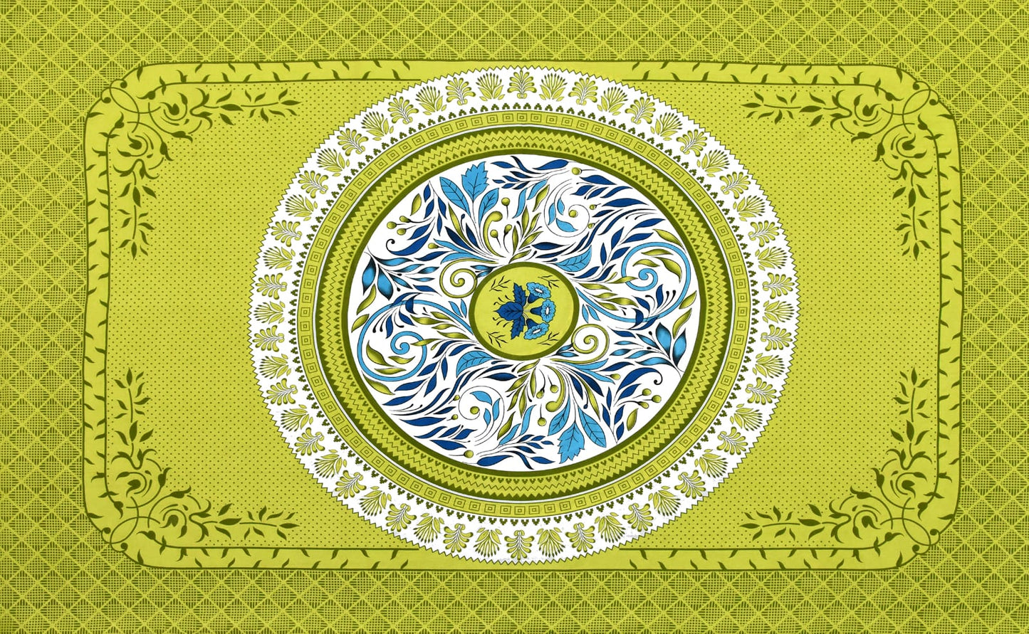 Single Cot Cotton Bedsheet โ 150 TC โ Elegant Green with Mandala Print