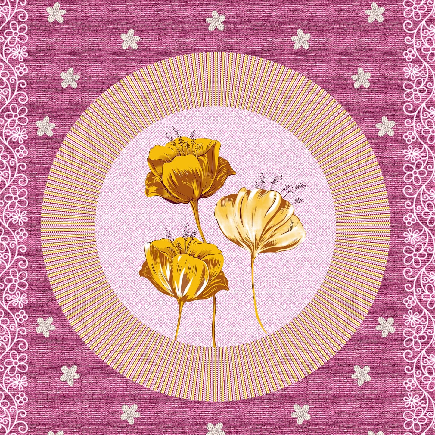 Single Cot 100% Cotton Bedsheet – 150 TC – Floral Print – Pink & Yellow