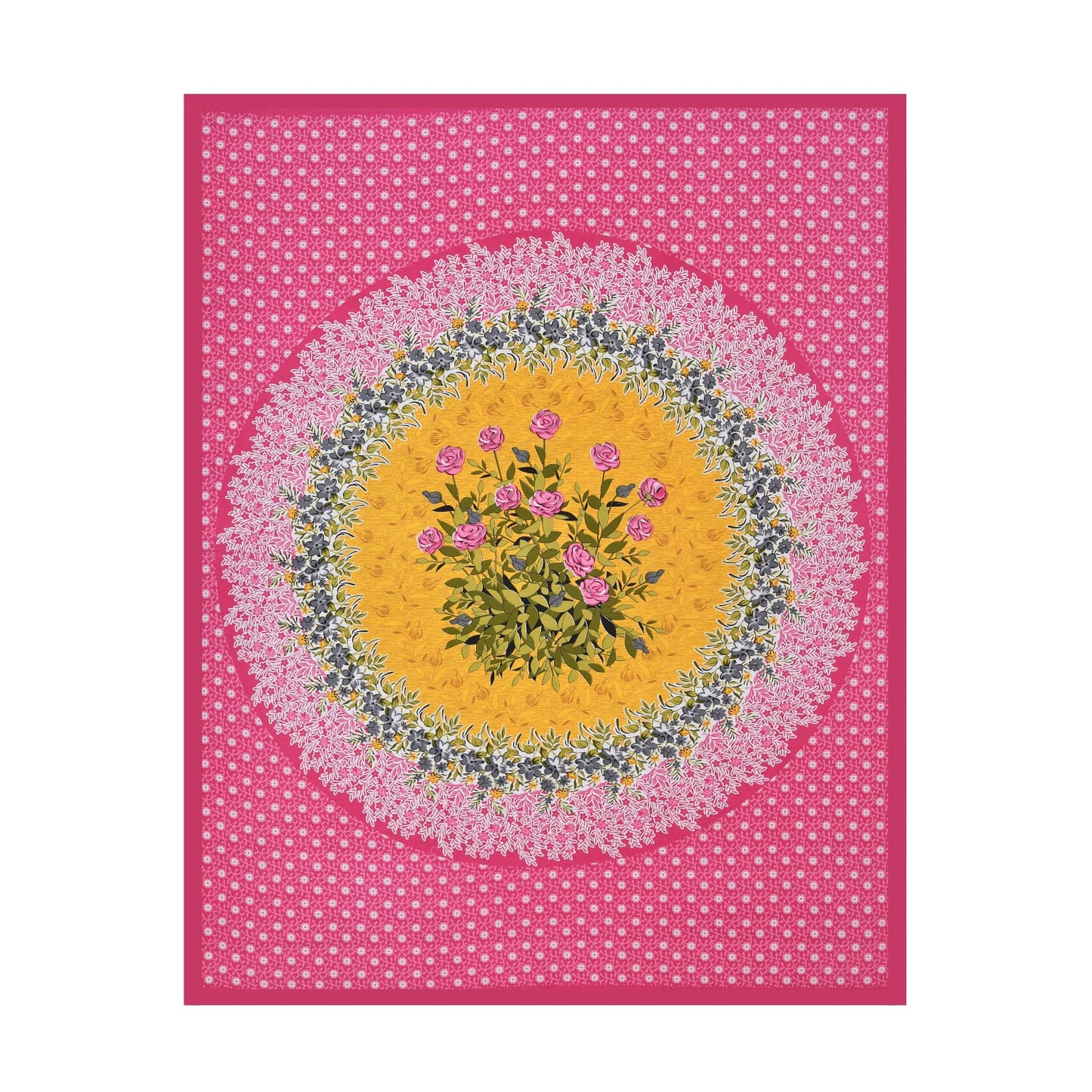 Cotton 150 TC Single Bedsheet with Pillow Cover β Pink Floral Mandala Design