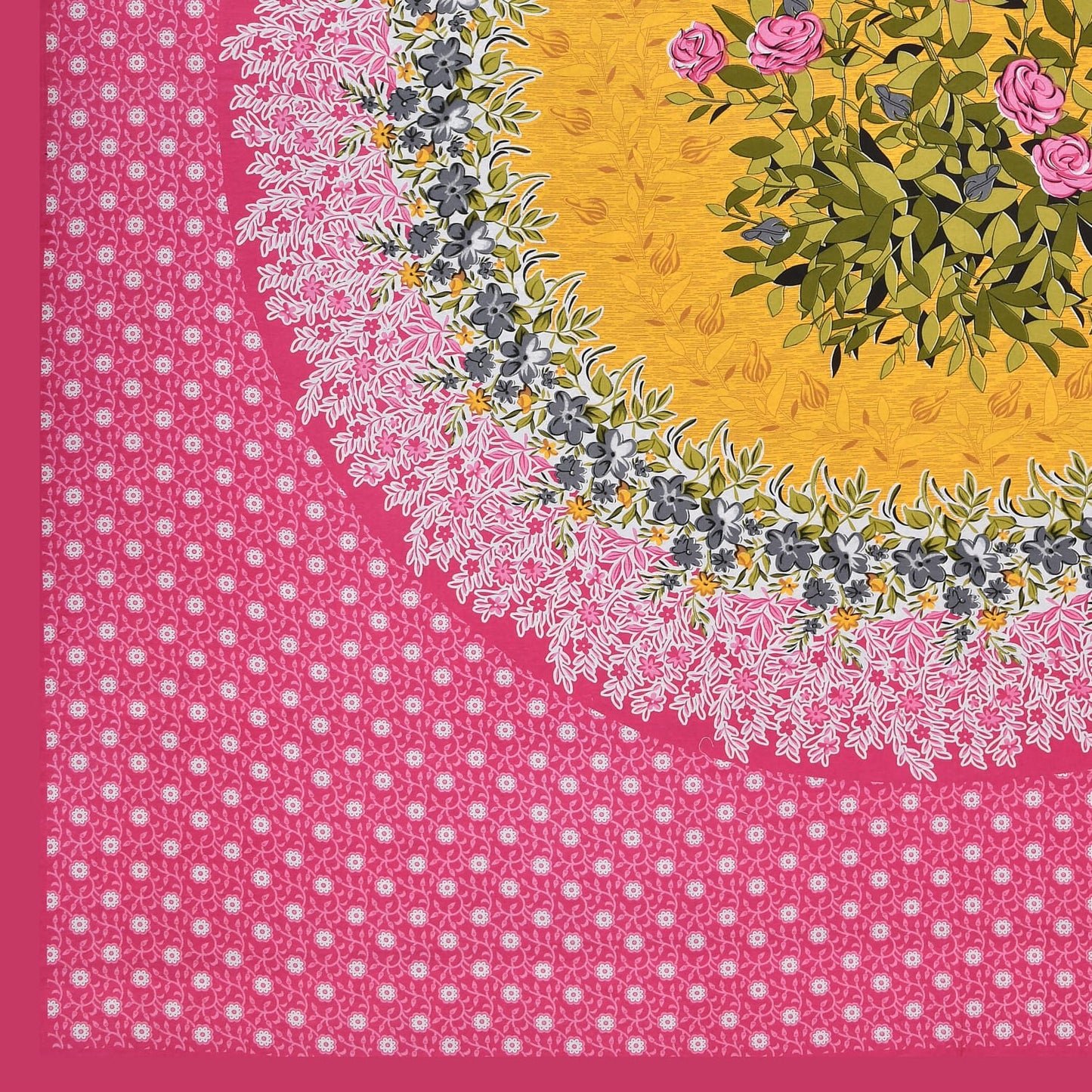 Cotton 150 TC Single Bedsheet with Pillow Cover β Pink Floral Mandala Design