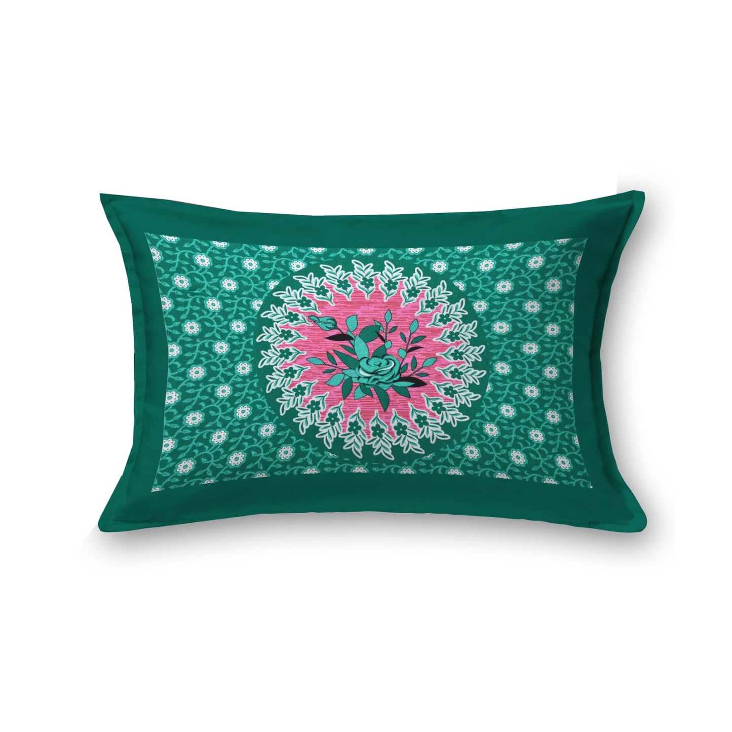 Floral Mandala Single Cot Cotton Bedsheet with Pillow Cover – 150 TC
