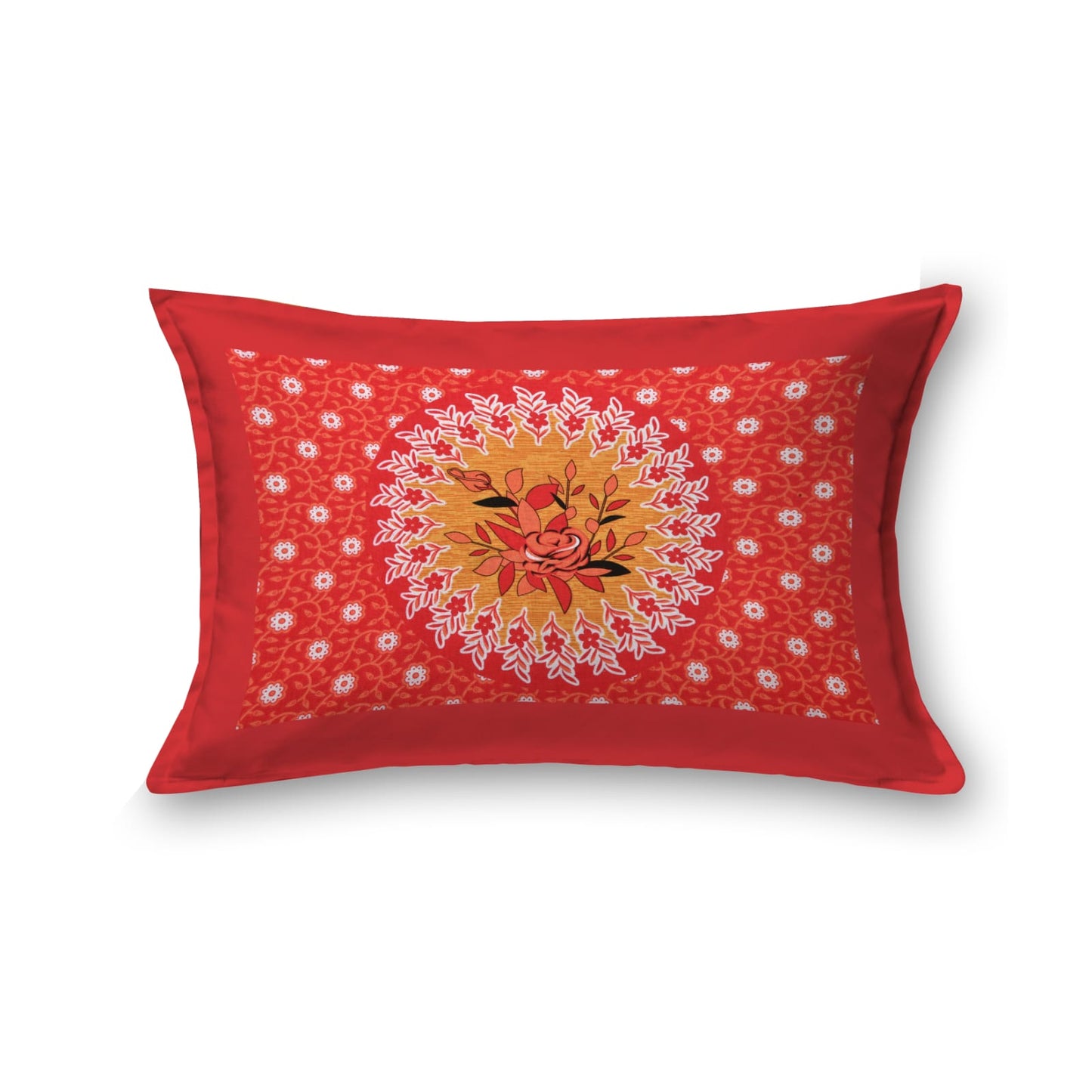 Single Cot Cotton Bedsheet 150 TC with Floral Mandala Print & Matching Pillow Cover