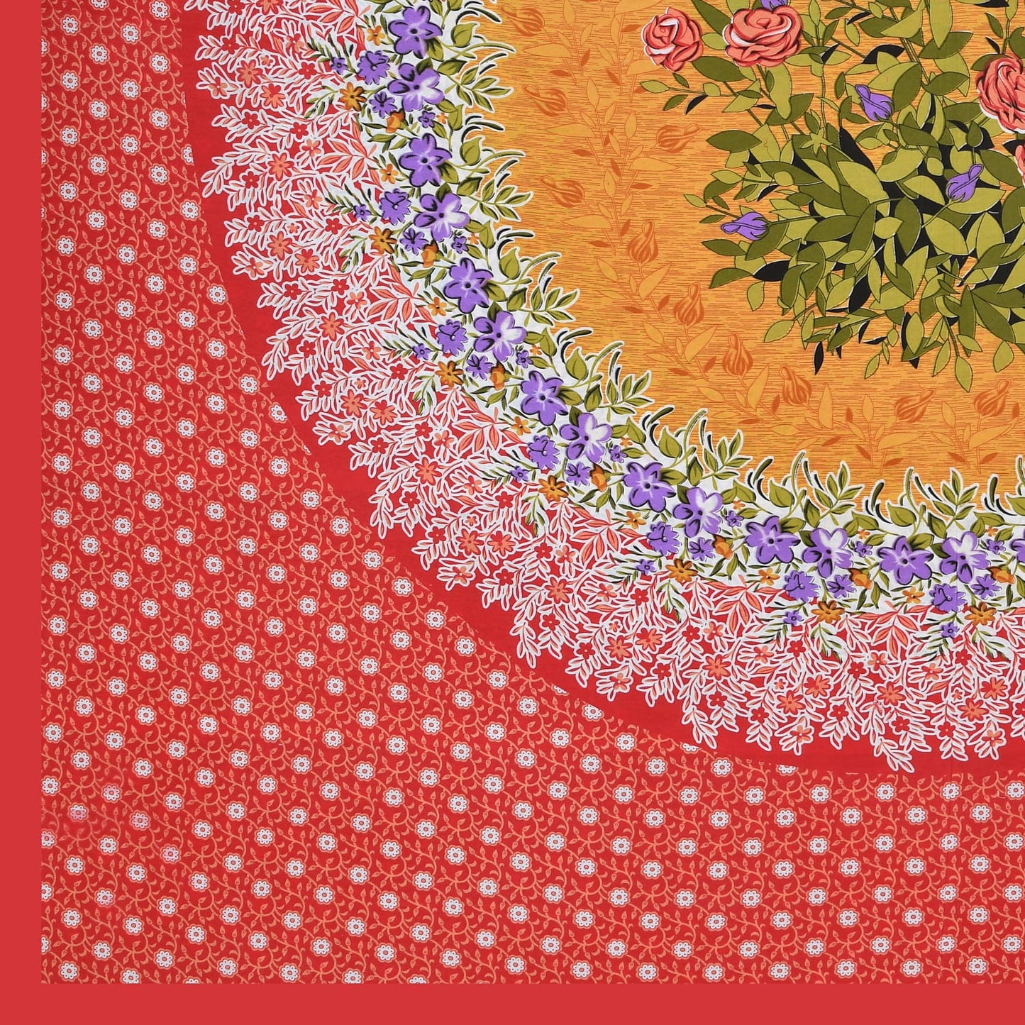 Single Cot Cotton Bedsheet 150 TC with Floral Mandala Print & Matching Pillow Cover