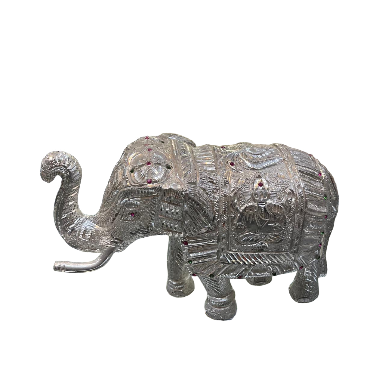 Unbreakable Silver-Plated Elephant Showpiece with Lord Ganesha Carving