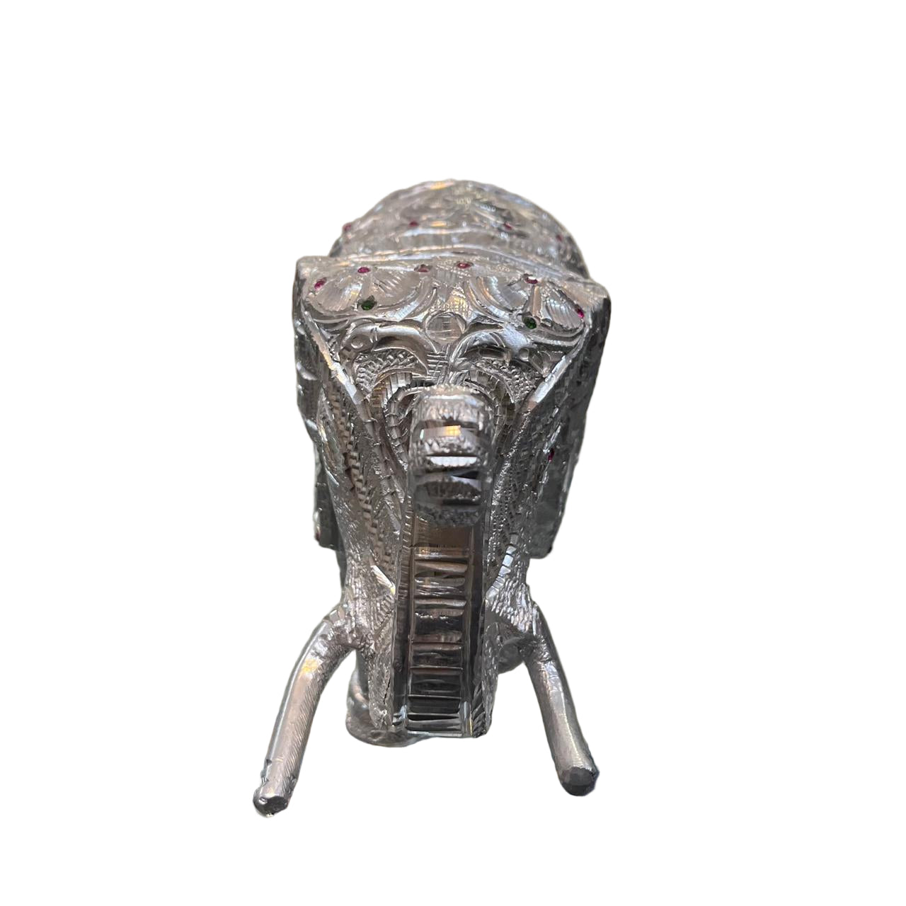Unbreakable Silver-Plated Elephant Showpiece with Lord Ganesha Carving