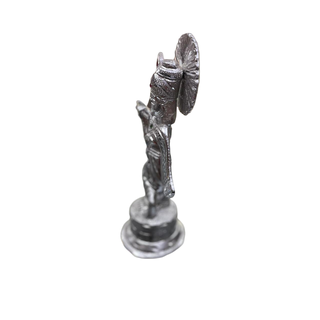 Unbreakable Silver-Plated Lord Krishna Idol with Gemstone Embellishments
