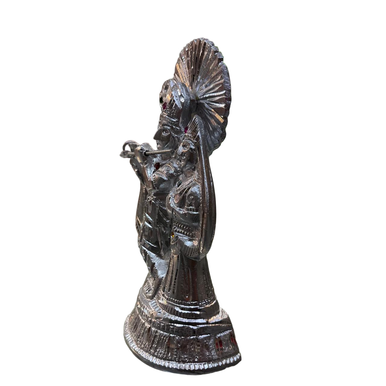 Unbreakable Divine Idol of Radha Krishna – Elegant Metallic Finish Showpiece